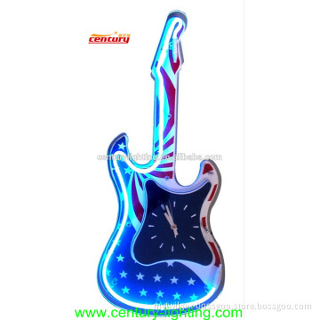 guitar shape neon clock